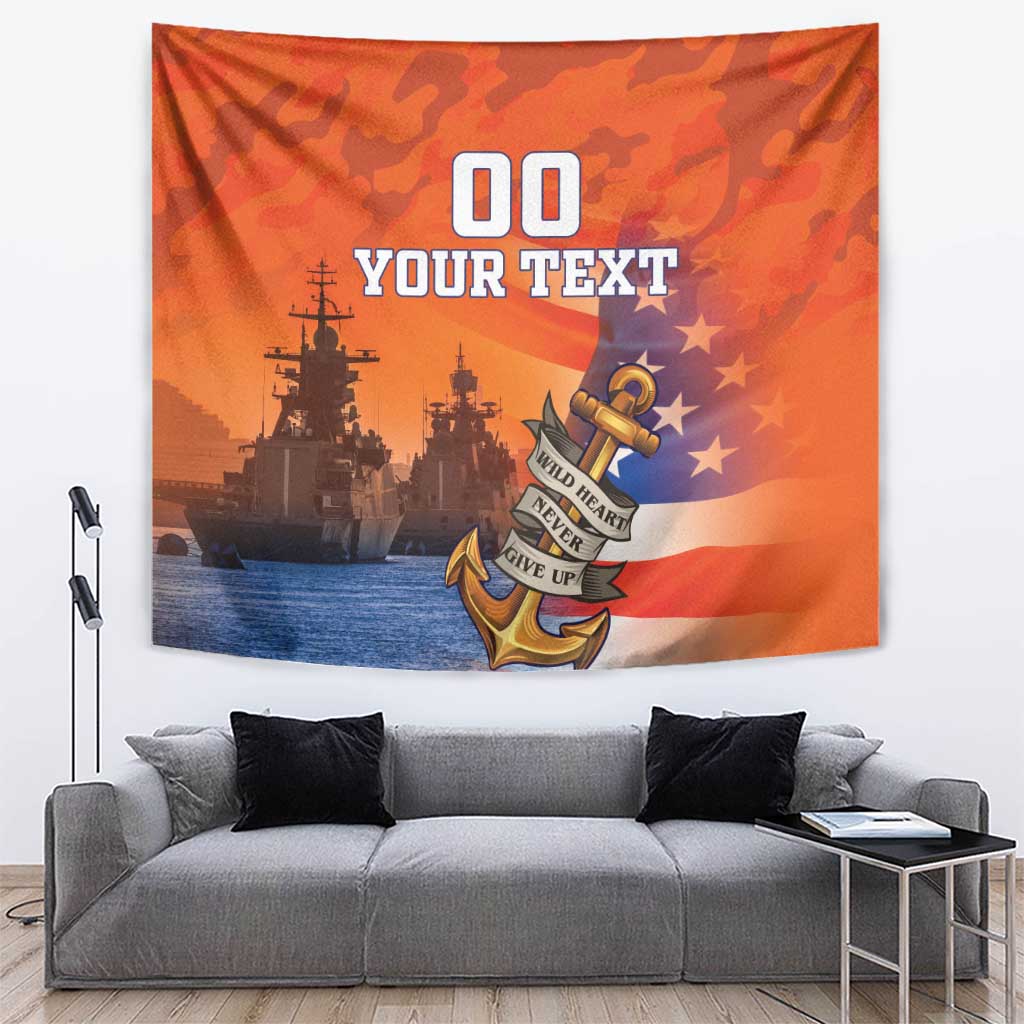Custom US Navy Veteran Tapestry With Camouflage Pattern - Wonder Print Shop