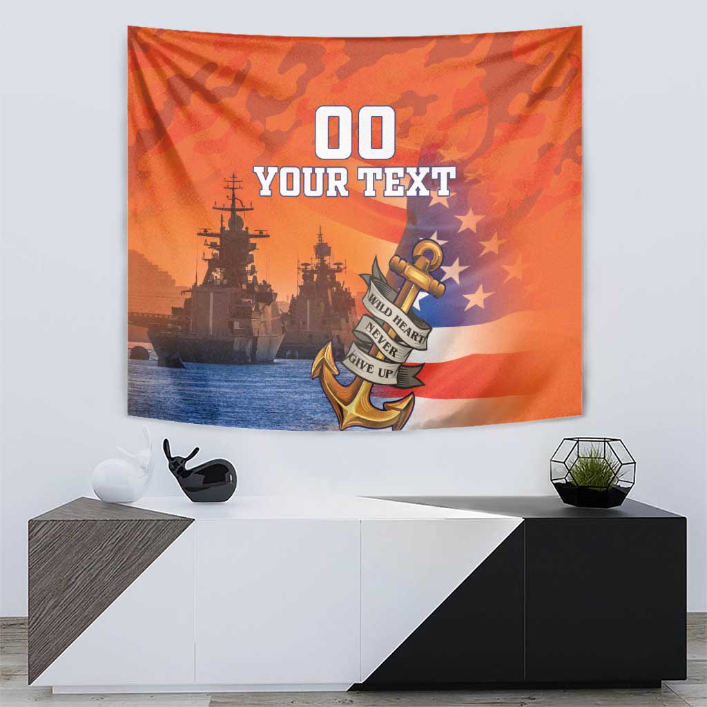 Custom US Navy Veteran Tapestry With Camouflage Pattern - Wonder Print Shop