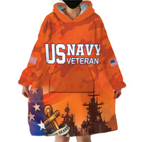 Custom US Navy Veteran Wearable Blanket Hoodie With Camouflage Pattern - Wonder Print Shop