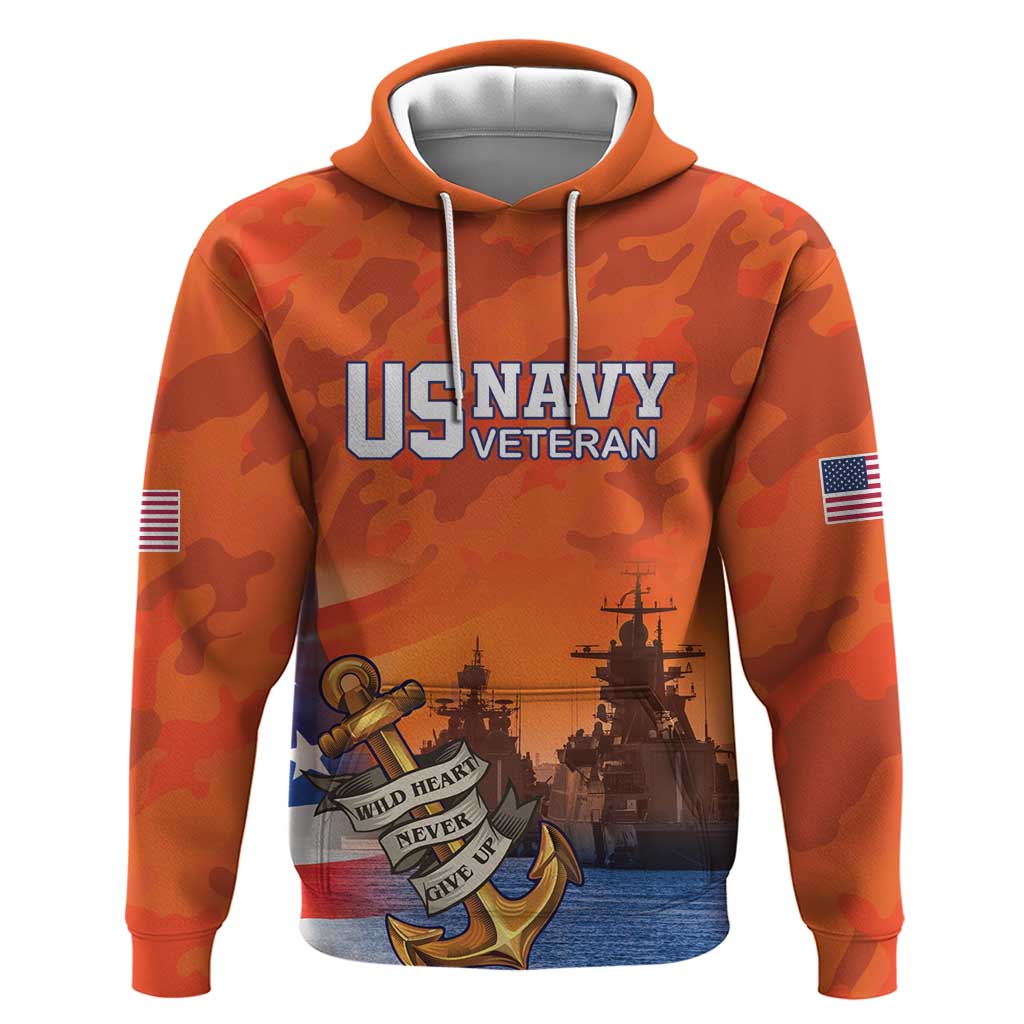 Custom US Navy Veteran Zip Hoodie With Camouflage Pattern - Wonder Print Shop