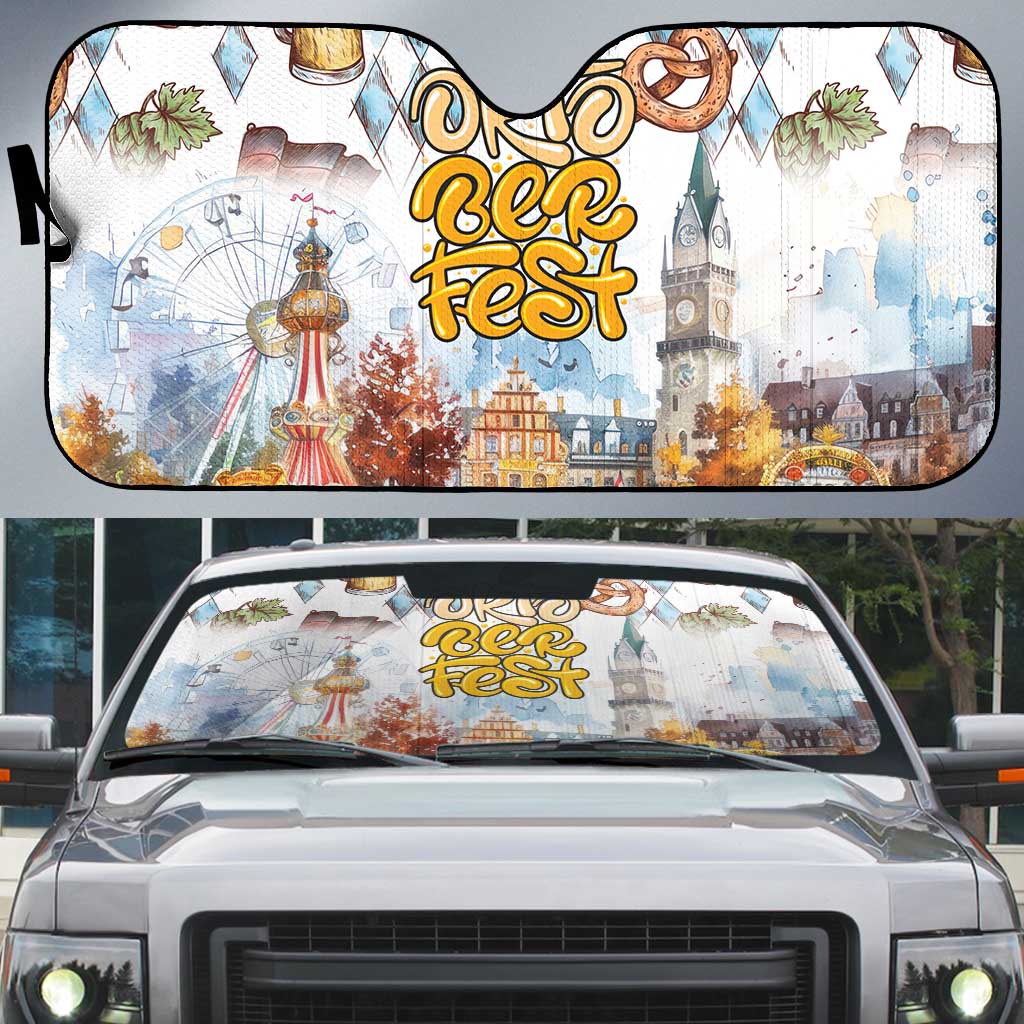 German Oktoberfest Beer Auto Sun Shade Heritage Beer Riesenrad Joy - Wonder Print Shop