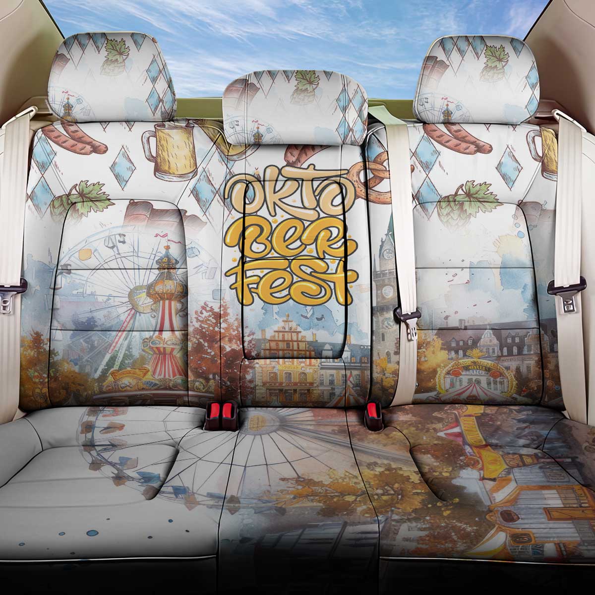 German Oktoberfest Beer Back Car Seat Cover Heritage Beer Riesenrad Joy - Wonder Print Shop