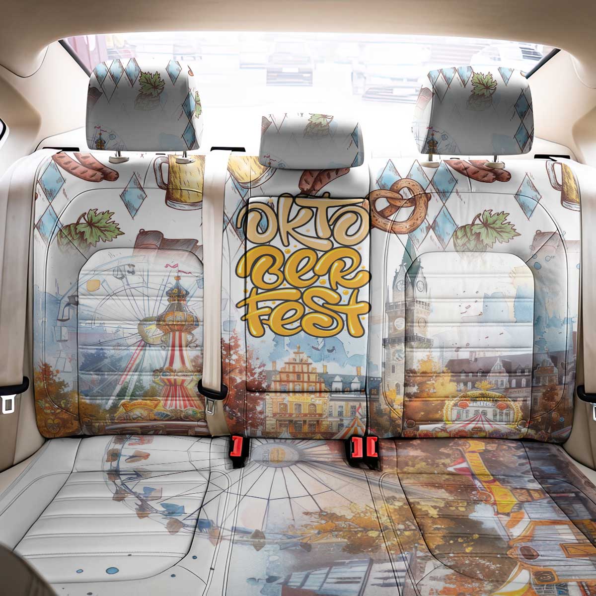 German Oktoberfest Beer Back Car Seat Cover Heritage Beer Riesenrad Joy - Wonder Print Shop