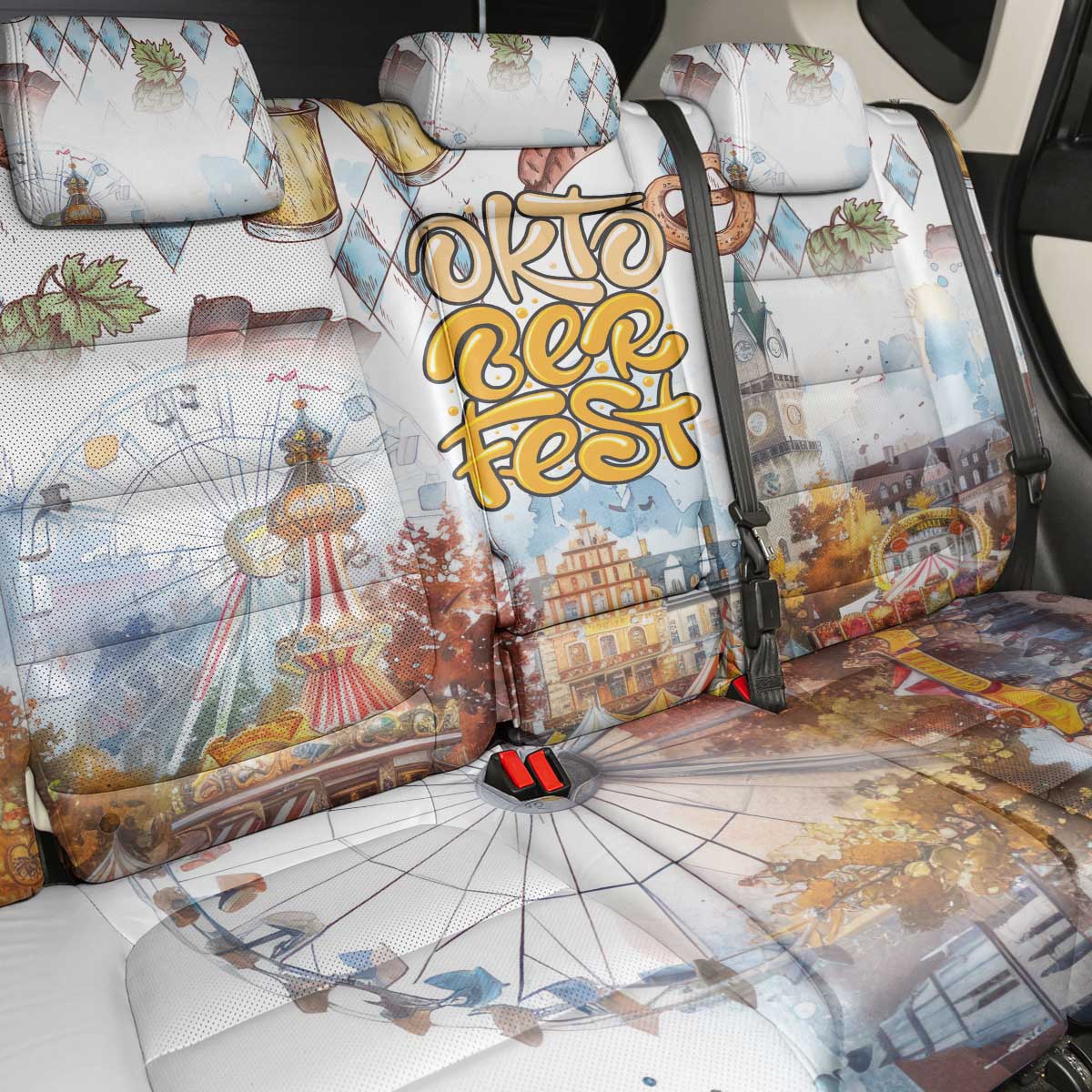 German Oktoberfest Beer Back Car Seat Cover Heritage Beer Riesenrad Joy - Wonder Print Shop