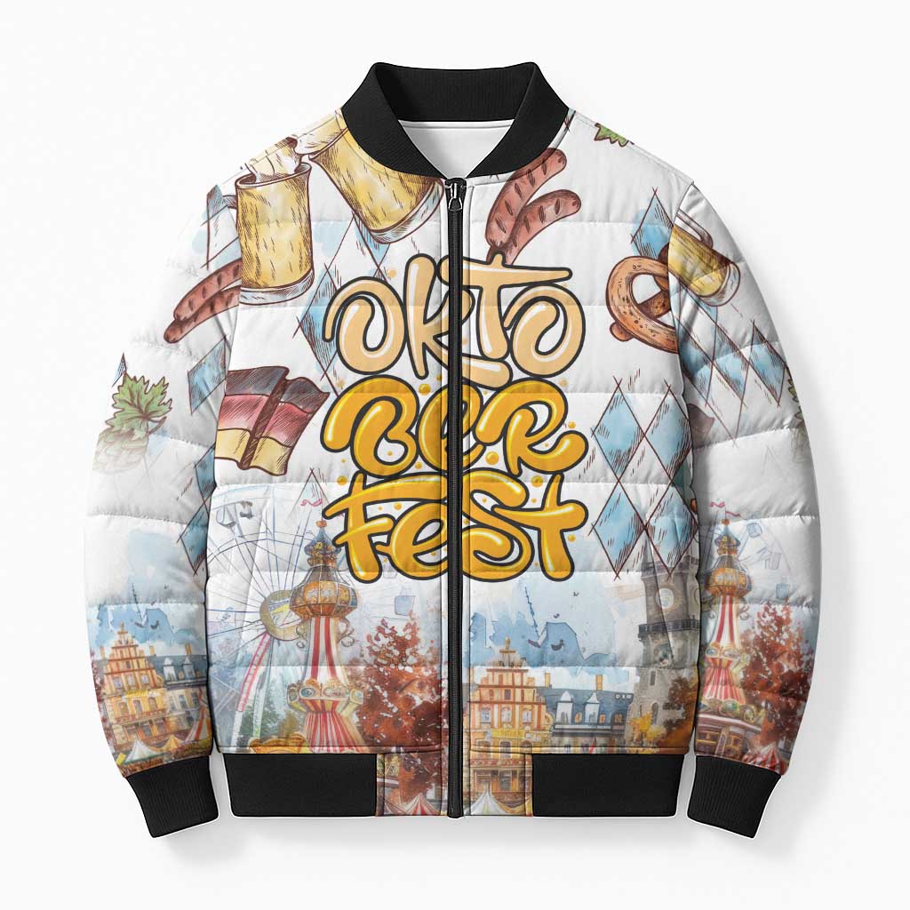 German Oktoberfest Beer Bomber Puffer Jacket Heritage Beer Riesenrad Joy - Wonder Print Shop
