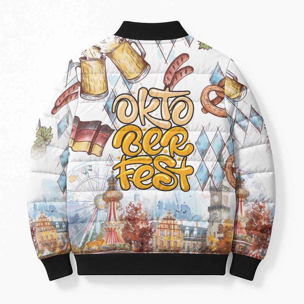 German Oktoberfest Beer Bomber Puffer Jacket Heritage Beer Riesenrad Joy - Wonder Print Shop