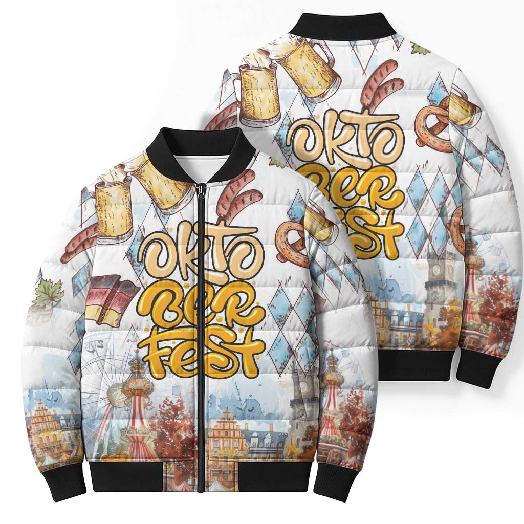 German Oktoberfest Beer Bomber Puffer Jacket Heritage Beer Riesenrad Joy - Wonder Print Shop