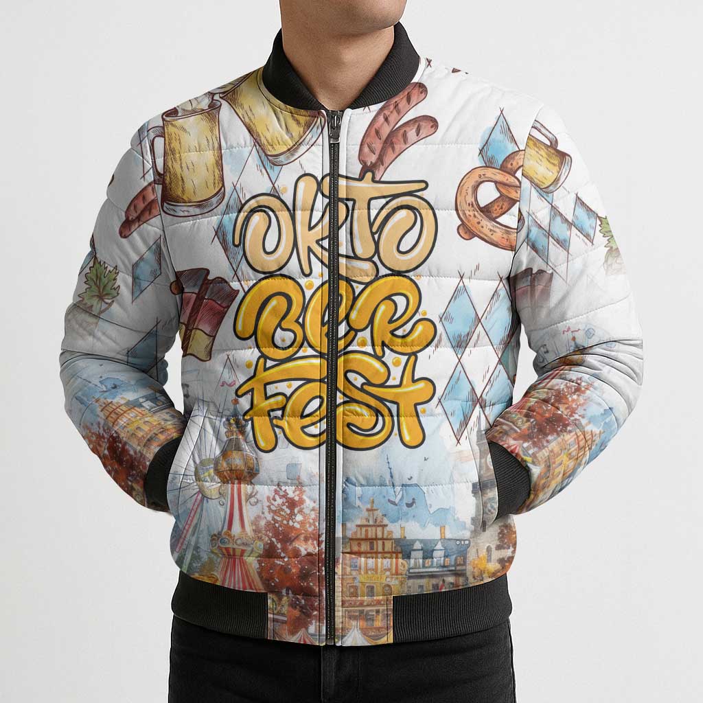 German Oktoberfest Beer Bomber Puffer Jacket Heritage Beer Riesenrad Joy - Wonder Print Shop