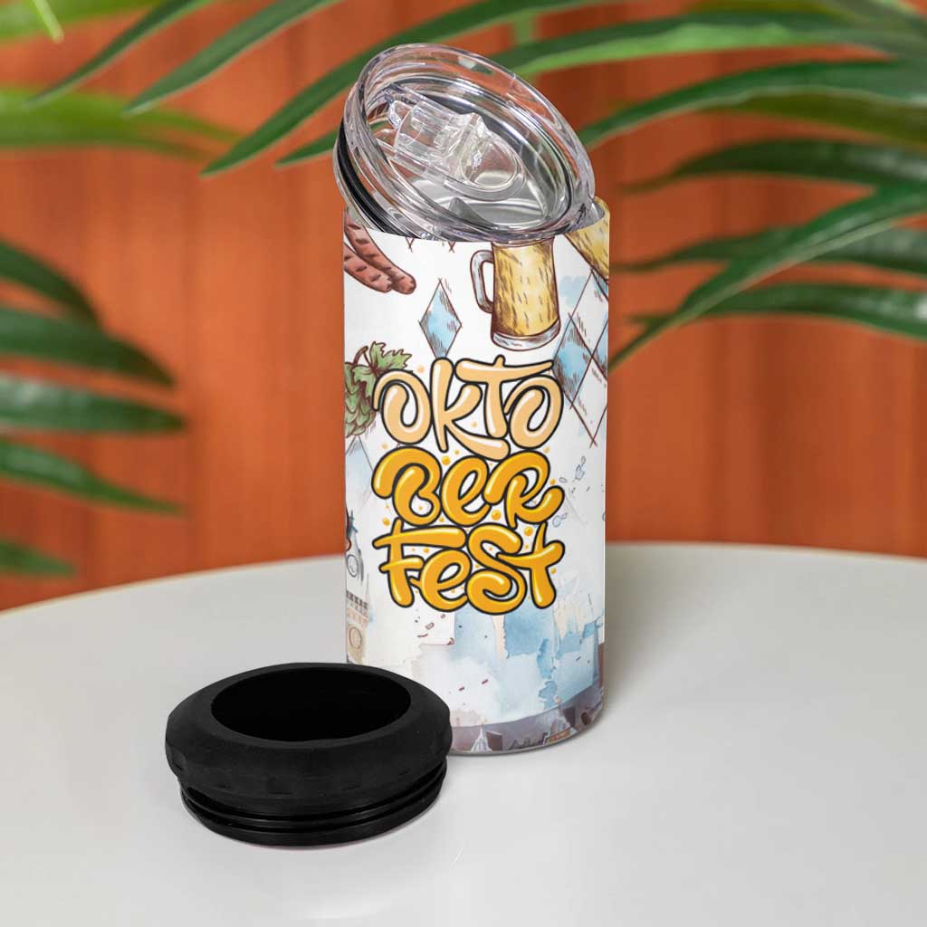 German Oktoberfest Beer 4 in 1 Can Cooler Tumbler Heritage Beer Riesenrad Joy - Wonder Print Shop