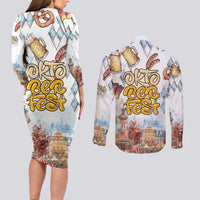 German Oktoberfest Beer Couples Matching Long Sleeve Bodycon Dress and Long Sleeve Button Shirt Heritage Beer Riesenrad Joy - Wonder Print Shop
