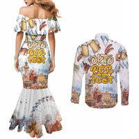 German Oktoberfest Beer Couples Matching Mermaid Dress and Long Sleeve Button Shirt Heritage Beer Riesenrad Joy - Wonder Print Shop