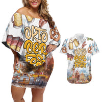 German Oktoberfest Beer Couples Matching Off Shoulder Short Dress and Hawaiian Shirt Heritage Beer Riesenrad Joy - Wonder Print Shop