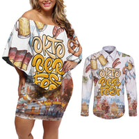 German Oktoberfest Beer Couples Matching Off Shoulder Short Dress and Long Sleeve Button Shirt Heritage Beer Riesenrad Joy - Wonder Print Shop