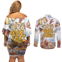 German Oktoberfest Beer Couples Matching Off Shoulder Short Dress and Long Sleeve Button Shirt Heritage Beer Riesenrad Joy - Wonder Print Shop