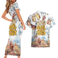 German Oktoberfest Beer Couples Matching Short Sleeve Bodycon Dress and Hawaiian Shirt Heritage Beer Riesenrad Joy - Wonder Print Shop