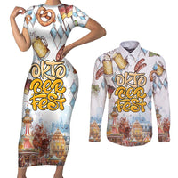German Oktoberfest Beer Couples Matching Short Sleeve Bodycon Dress and Long Sleeve Button Shirt Heritage Beer Riesenrad Joy - Wonder Print Shop