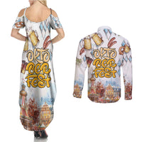 German Oktoberfest Beer Couples Matching Summer Maxi Dress and Long Sleeve Button Shirt Heritage Beer Riesenrad Joy - Wonder Print Shop