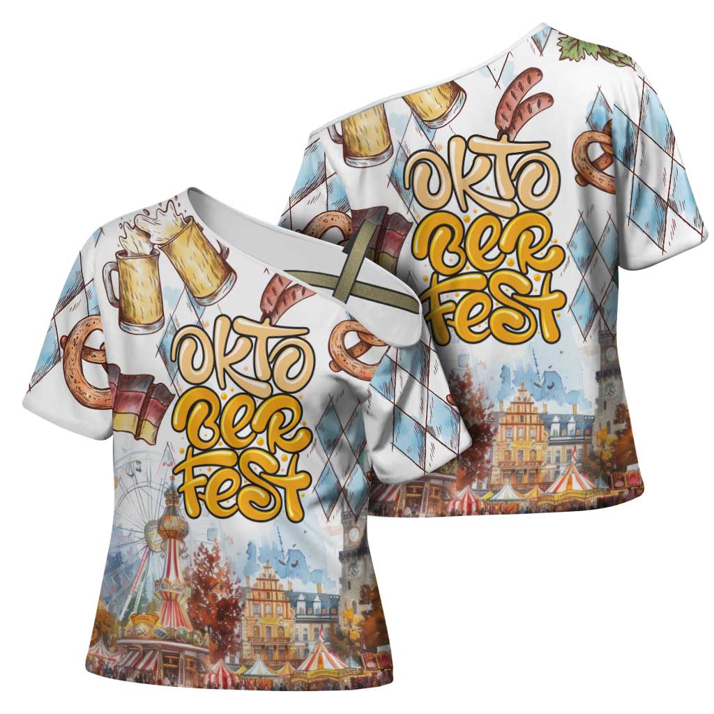 German Oktoberfest Beer Cross Shoulder Shirt Heritage Beer Riesenrad Joy - Wonder Print Shop