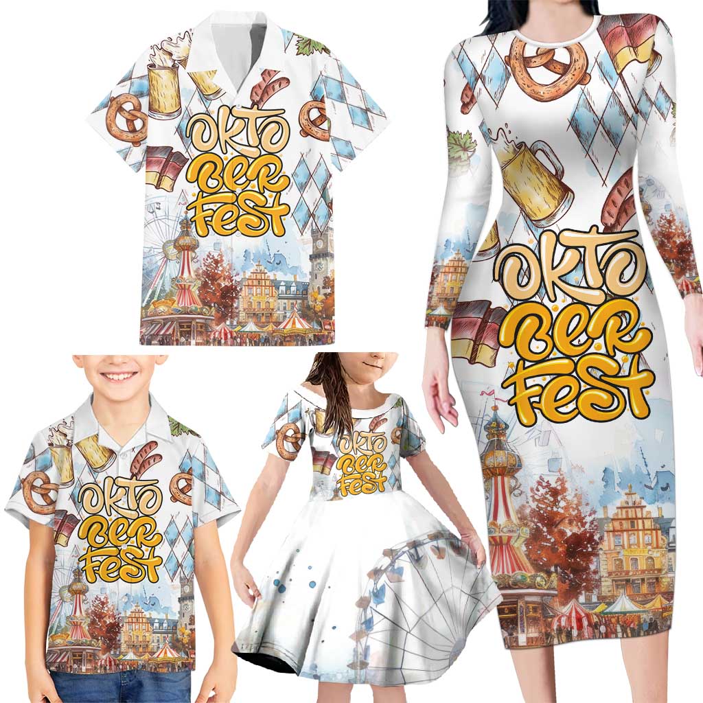 German Oktoberfest Beer Family Matching Long Sleeve Bodycon Dress and Hawaiian Shirt Heritage Beer Riesenrad Joy - Wonder Print Shop