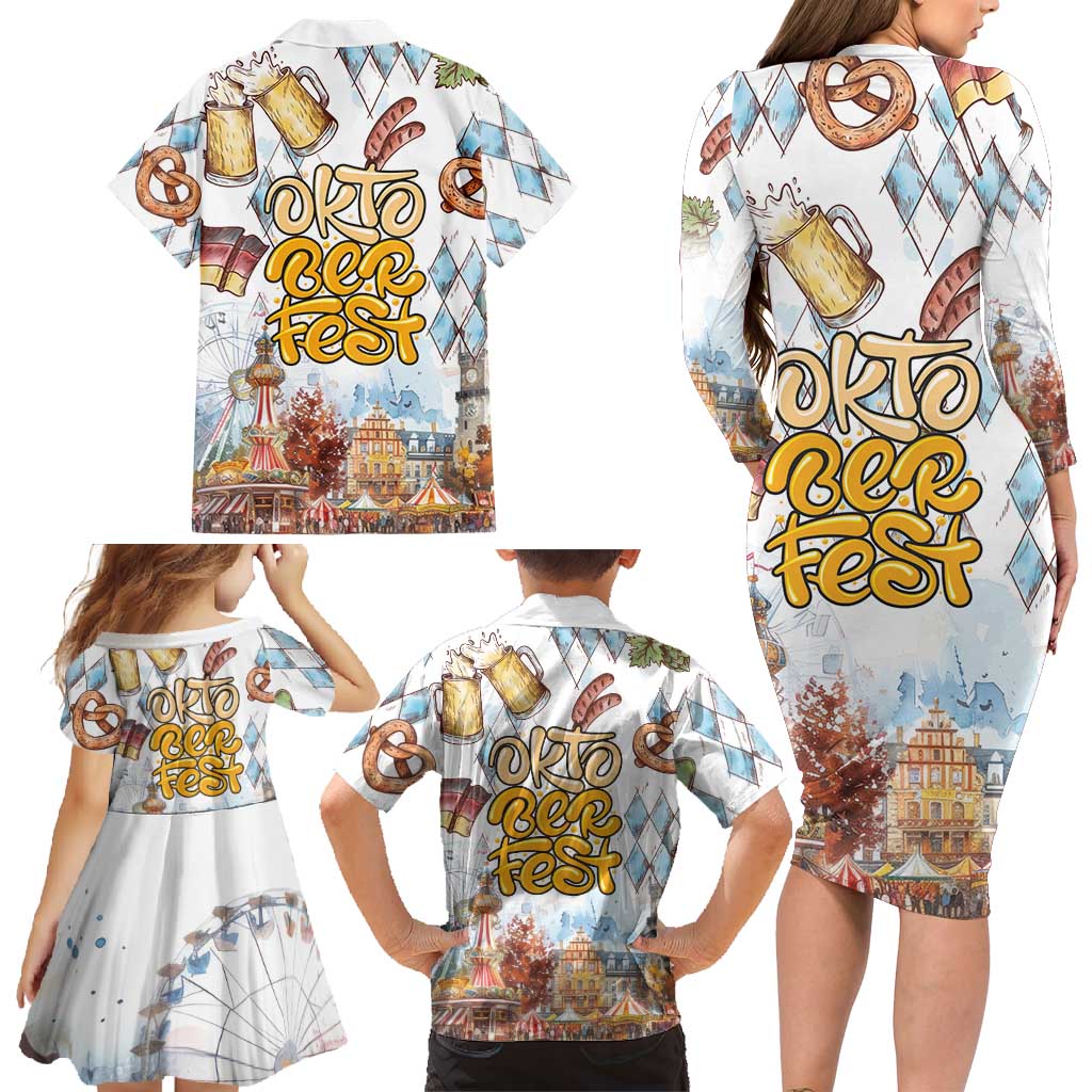 German Oktoberfest Beer Family Matching Long Sleeve Bodycon Dress and Hawaiian Shirt Heritage Beer Riesenrad Joy - Wonder Print Shop
