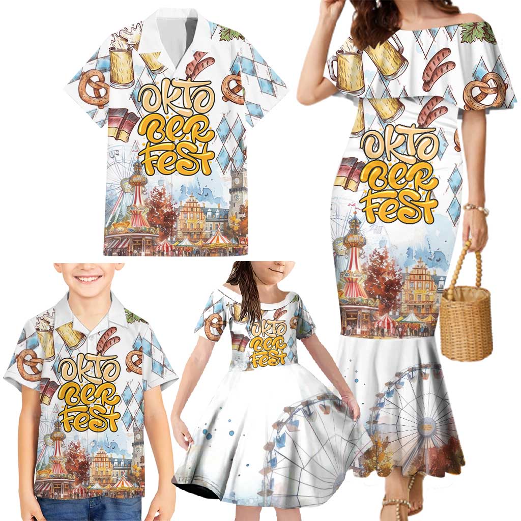 German Oktoberfest Beer Family Matching Mermaid Dress and Hawaiian Shirt Heritage Beer Riesenrad Joy - Wonder Print Shop