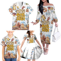 German Oktoberfest Beer Family Matching Off The Shoulder Long Sleeve Dress and Hawaiian Shirt Heritage Beer Riesenrad Joy - Wonder Print Shop