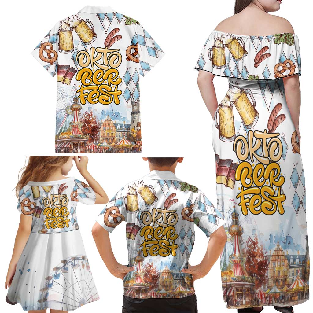 German Oktoberfest Beer Family Matching Off Shoulder Maxi Dress and Hawaiian Shirt Heritage Beer Riesenrad Joy - Wonder Print Shop