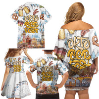 German Oktoberfest Beer Family Matching Off Shoulder Short Dress and Hawaiian Shirt Heritage Beer Riesenrad Joy - Wonder Print Shop