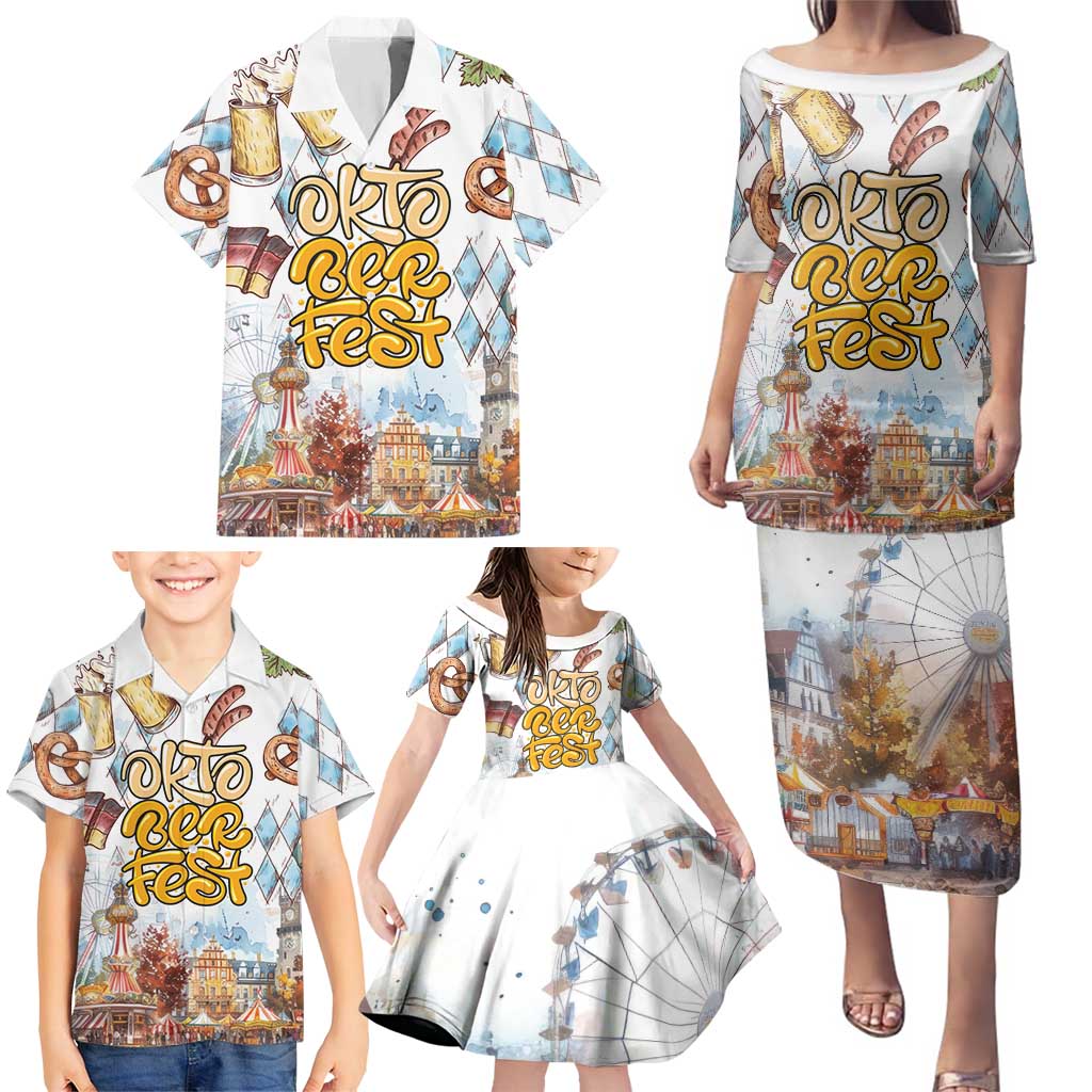 German Oktoberfest Beer Family Matching Puletasi and Hawaiian Shirt Heritage Beer Riesenrad Joy - Wonder Print Shop