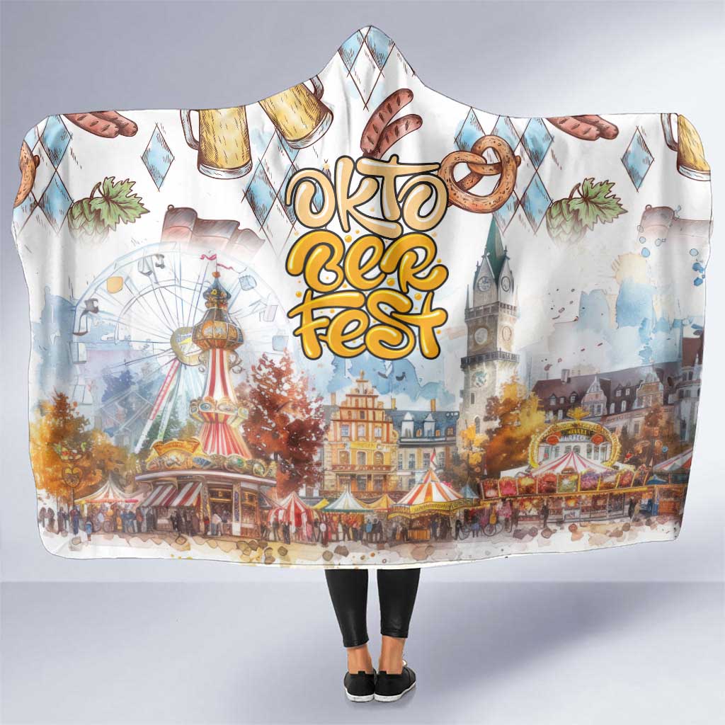 German Oktoberfest Beer Hooded Blanket Heritage Beer Riesenrad Joy - Wonder Print Shop