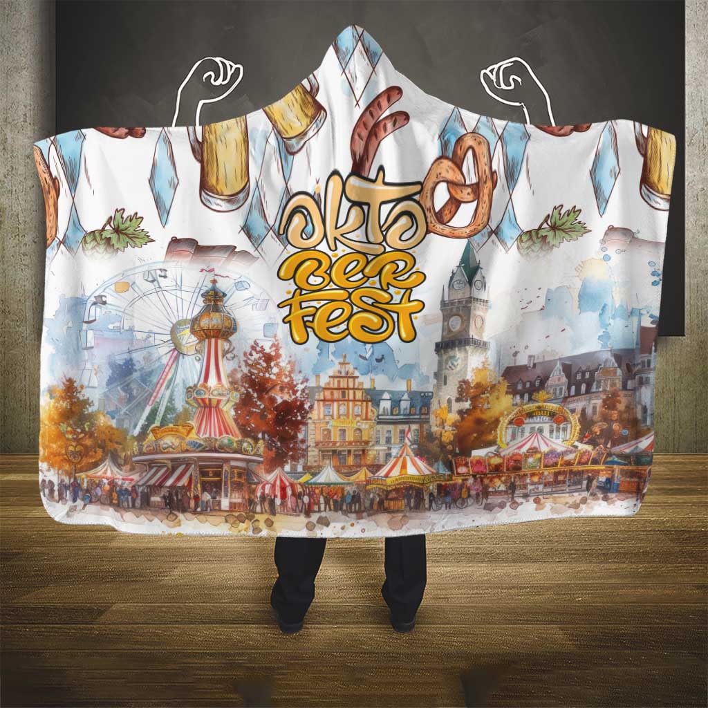 German Oktoberfest Beer Hooded Blanket Heritage Beer Riesenrad Joy - Wonder Print Shop