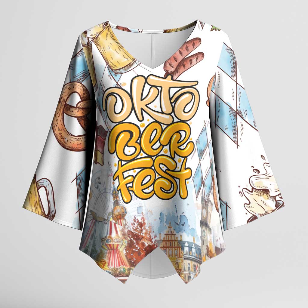 German Oktoberfest Beer Kimono Sleeve Blouse Heritage Beer Riesenrad Joy - Wonder Print Shop