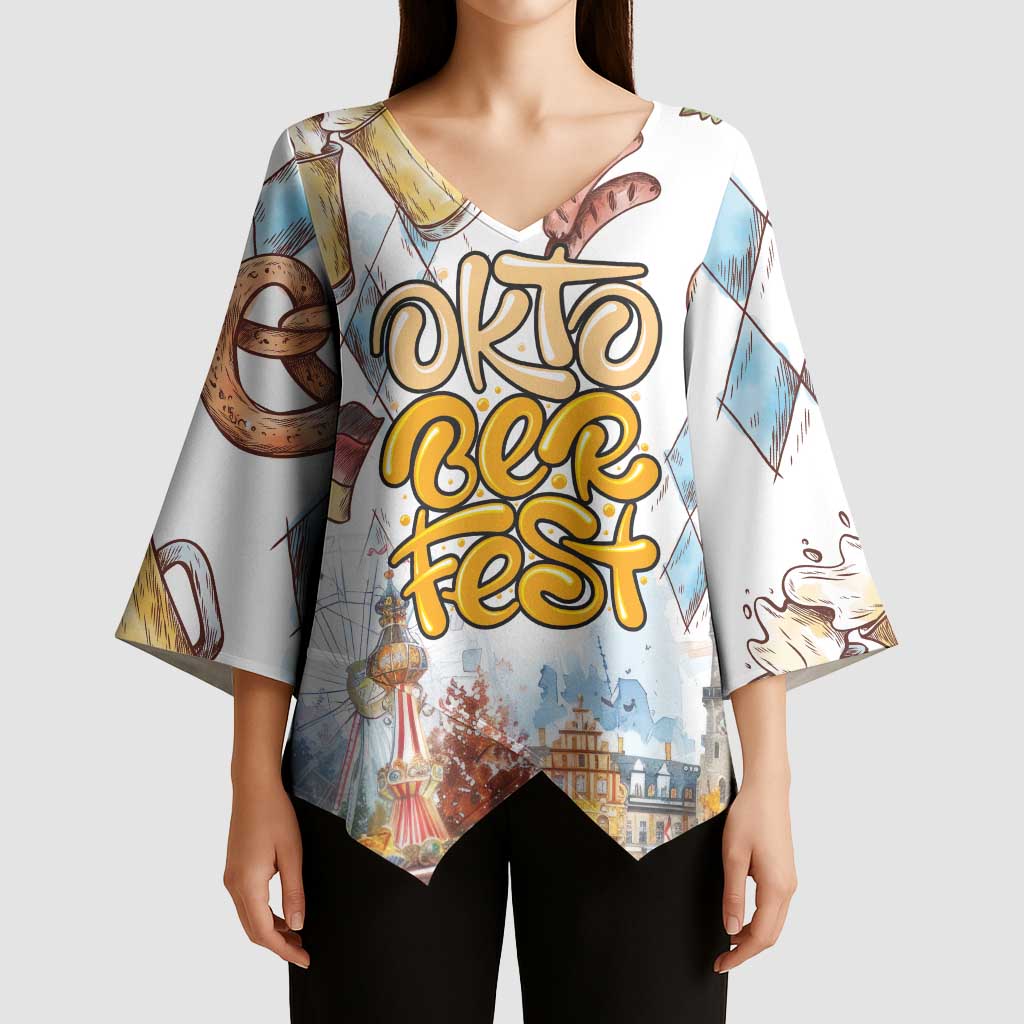 German Oktoberfest Beer Kimono Sleeve Blouse Heritage Beer Riesenrad Joy - Wonder Print Shop