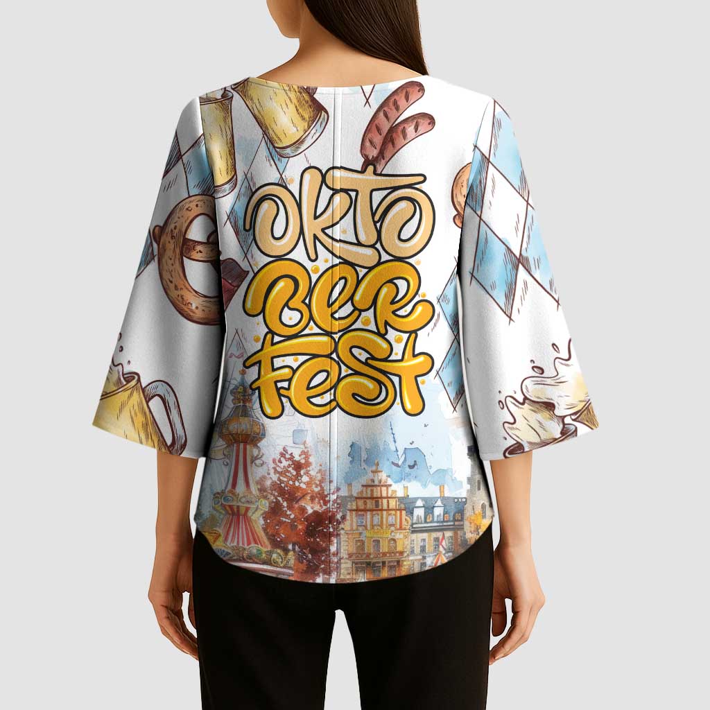 German Oktoberfest Beer Kimono Sleeve Blouse Heritage Beer Riesenrad Joy - Wonder Print Shop