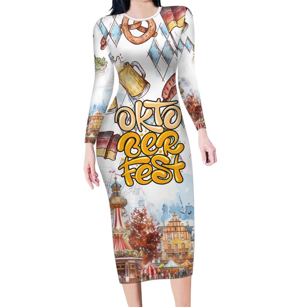German Oktoberfest Beer Long Sleeve Bodycon Dress Heritage Beer Riesenrad Joy - Wonder Print Shop