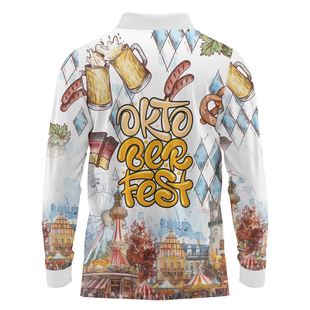 German Oktoberfest Beer Long Sleeve Polo Shirt Heritage Beer Riesenrad Joy - Wonder Print Shop