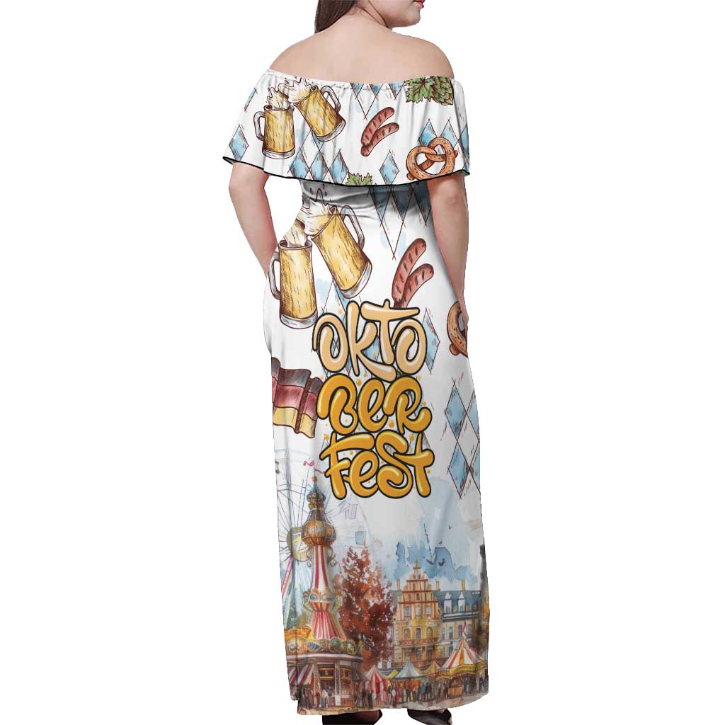 German Oktoberfest Beer Off Shoulder Maxi Dress Heritage Beer Riesenrad Joy - Wonder Print Shop