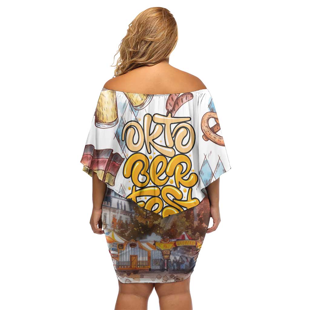 German Oktoberfest Beer Off Shoulder Short Dress Heritage Beer Riesenrad Joy - Wonder Print Shop
