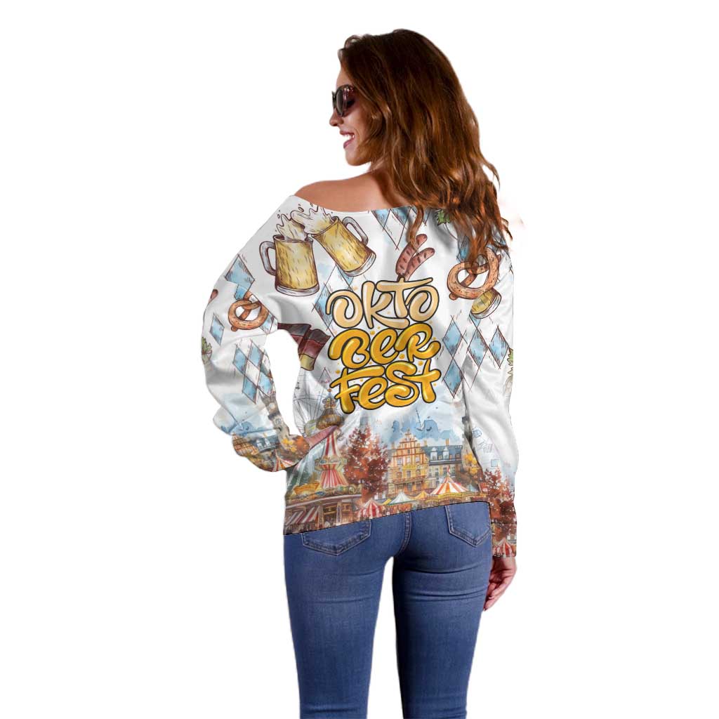 German Oktoberfest Beer Off Shoulder Sweater Heritage Beer Riesenrad Joy - Wonder Print Shop