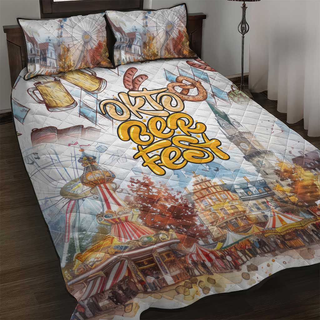 German Oktoberfest Beer Quilt Bed Set Heritage Beer Riesenrad Joy - Wonder Print Shop