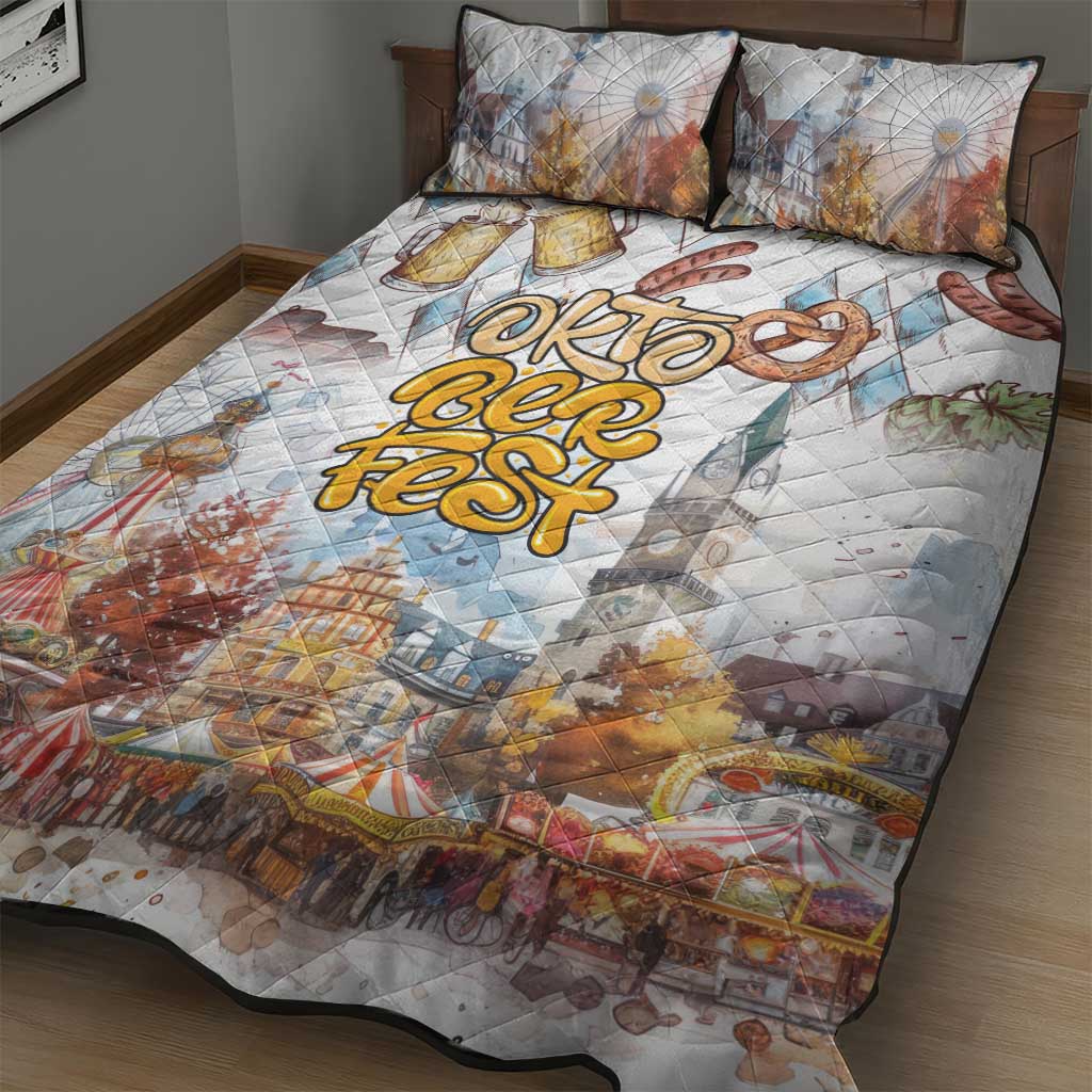 German Oktoberfest Beer Quilt Bed Set Heritage Beer Riesenrad Joy - Wonder Print Shop