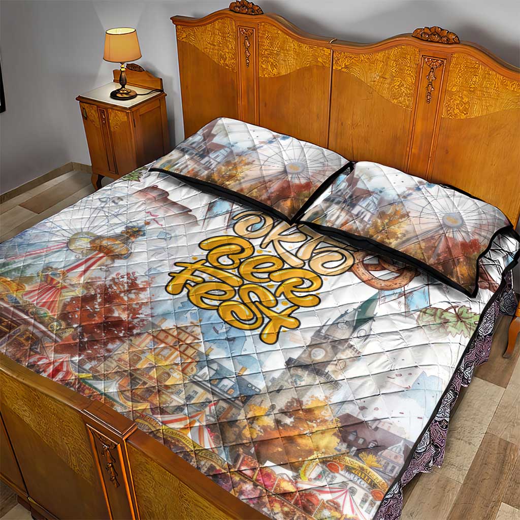 German Oktoberfest Beer Quilt Bed Set Heritage Beer Riesenrad Joy - Wonder Print Shop