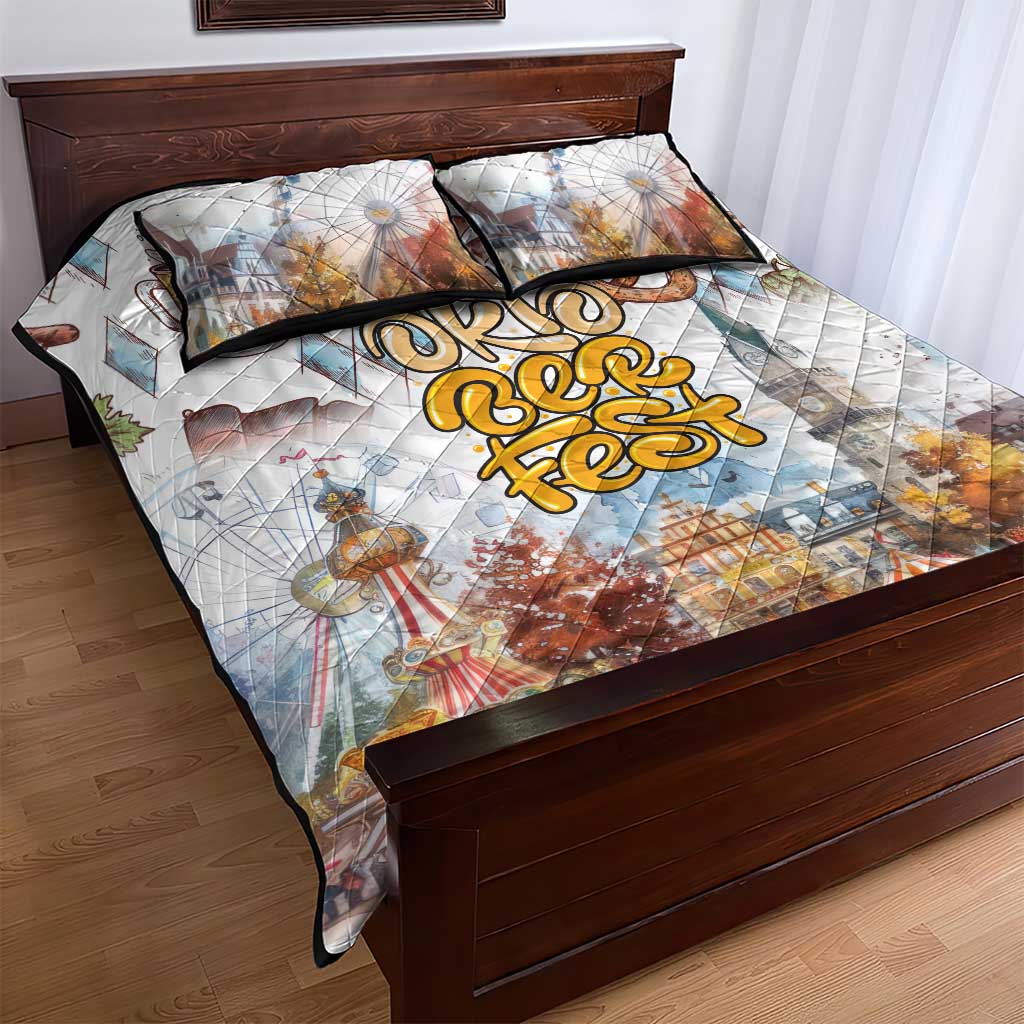 German Oktoberfest Beer Quilt Bed Set Heritage Beer Riesenrad Joy - Wonder Print Shop
