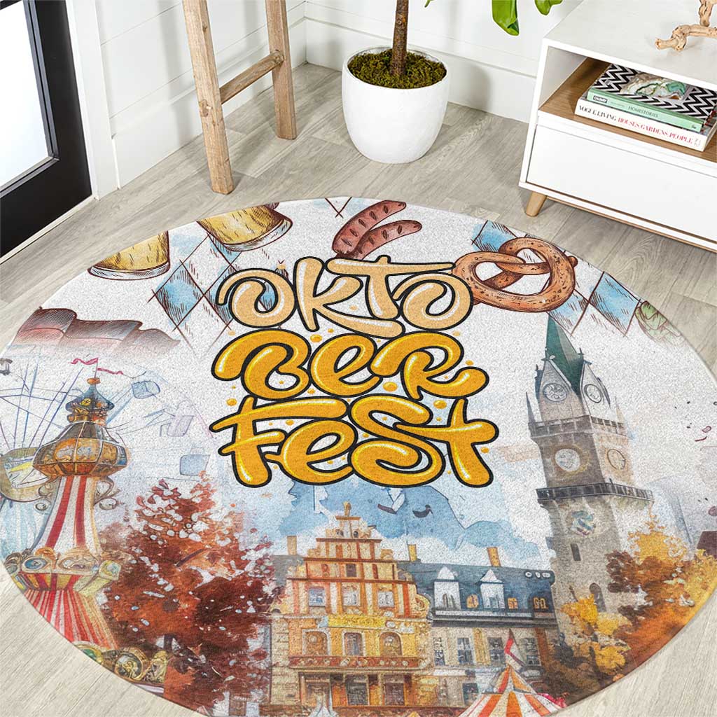 German Oktoberfest Beer Round Carpet Heritage Beer Riesenrad Joy - Wonder Print Shop
