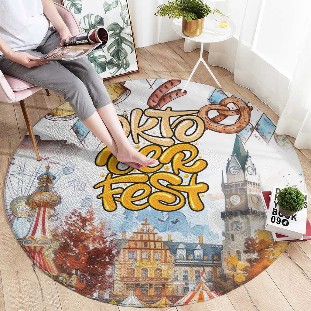 German Oktoberfest Beer Round Carpet Heritage Beer Riesenrad Joy - Wonder Print Shop