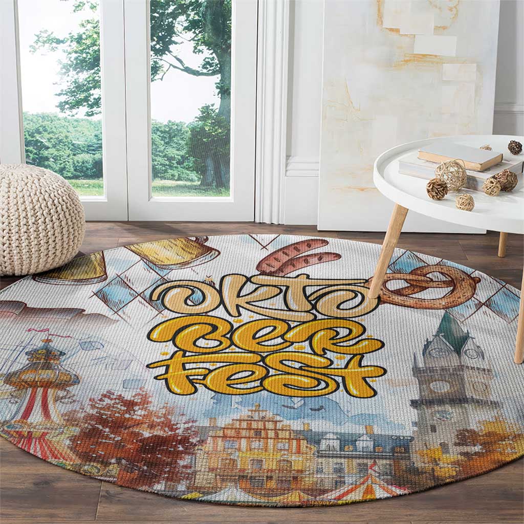 German Oktoberfest Beer Round Carpet Heritage Beer Riesenrad Joy - Wonder Print Shop
