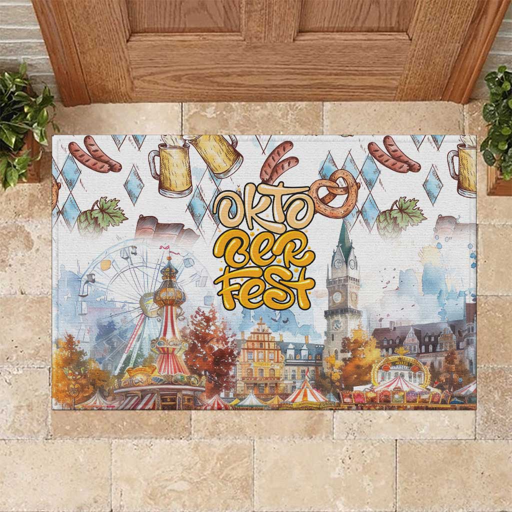 German Oktoberfest Beer Rubber Doormat Heritage Beer Riesenrad Joy - Wonder Print Shop