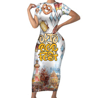 German Oktoberfest Beer Short Sleeve Bodycon Dress Heritage Beer Riesenrad Joy - Wonder Print Shop