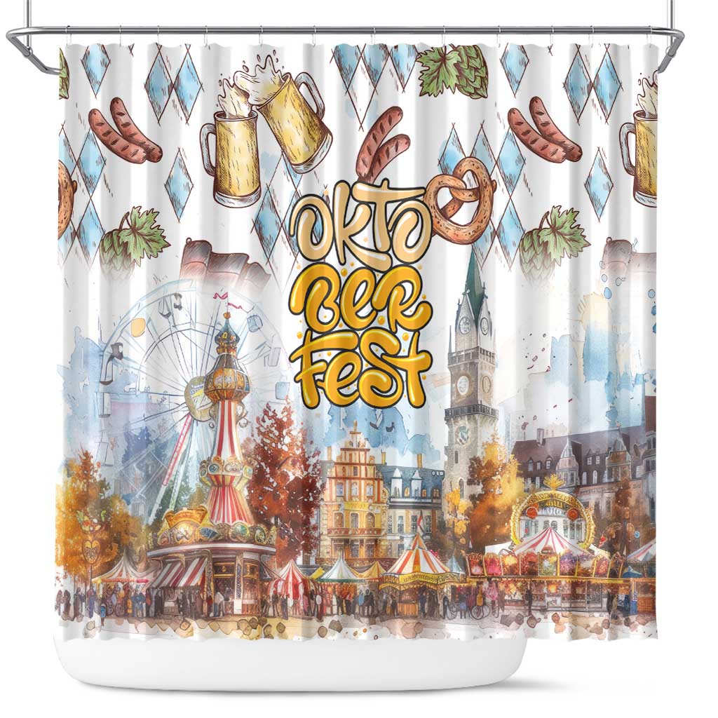 German Oktoberfest Beer Shower Curtain Heritage Beer Riesenrad Joy - Wonder Print Shop