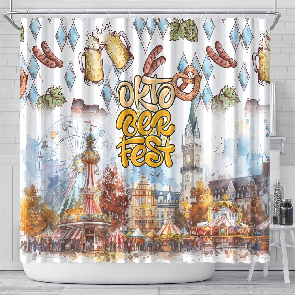 German Oktoberfest Beer Shower Curtain Heritage Beer Riesenrad Joy - Wonder Print Shop